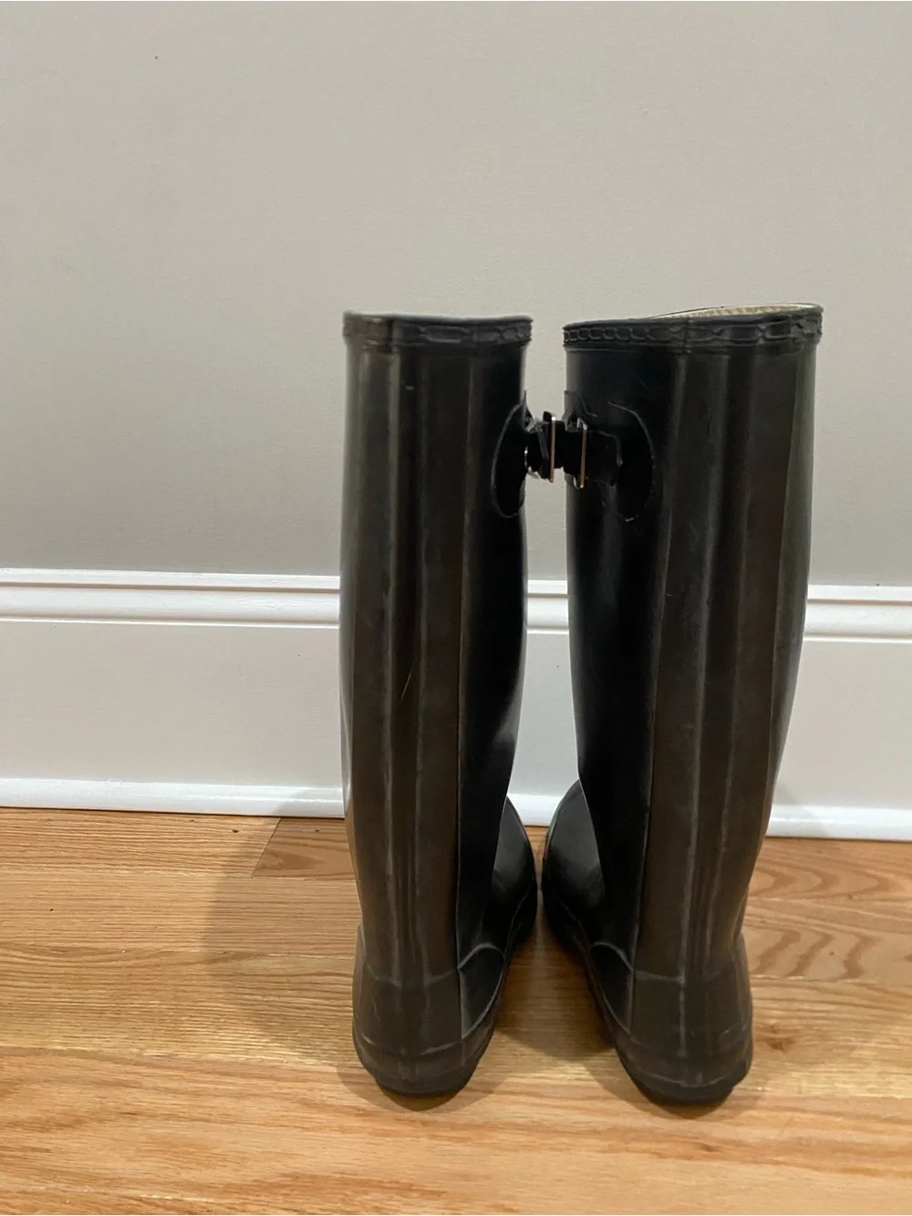 Hunter Black Tall Rain Boots with Logo Trim